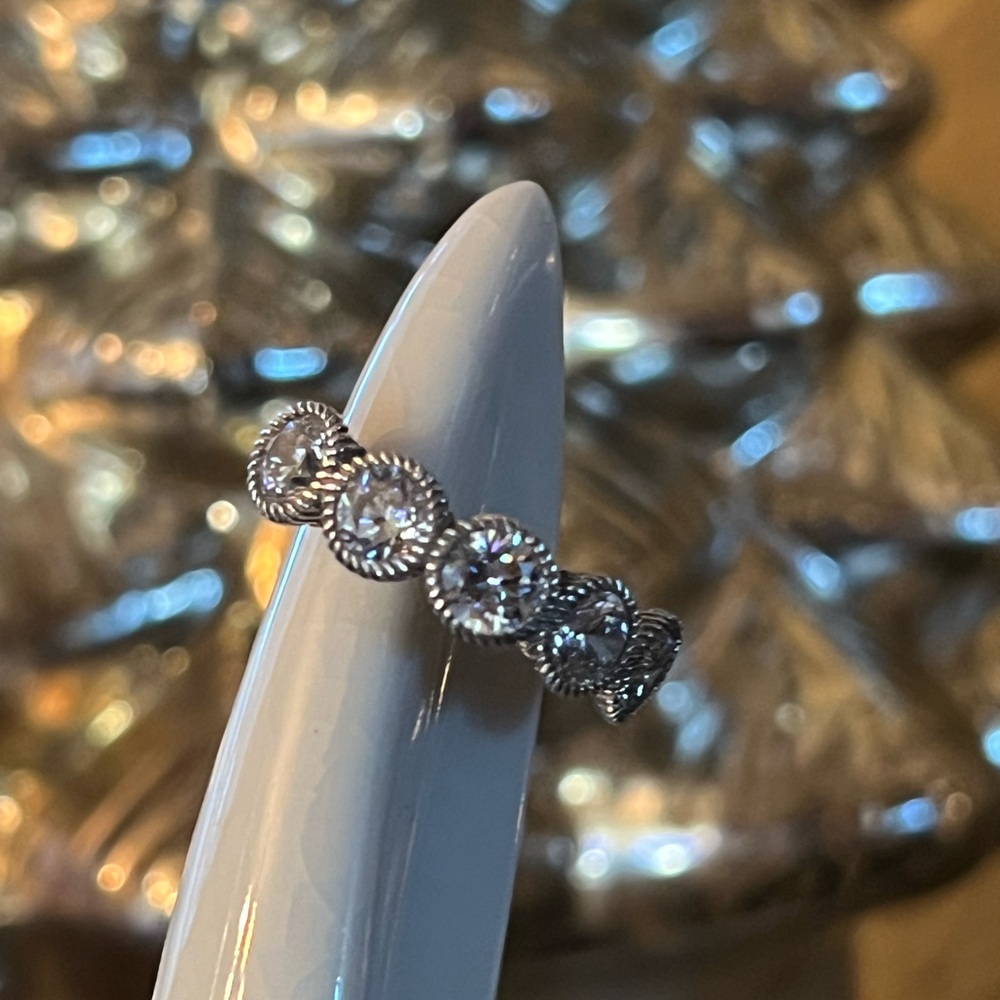 Judith Ripka Sterling & Diamonique Ring - Sz 8